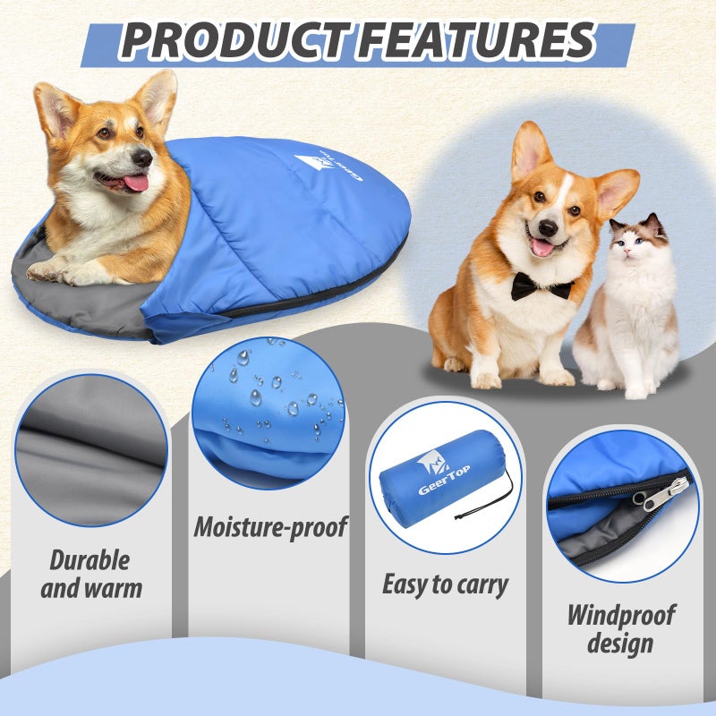 GEERTOP Dog Sleeping Bag Durable Packable Pet Sleeping Bed Comfortable Washable, Portable Pet Bed for Cats and Small Dogs - Dog Bed for Camping Hiking Cottage Beach - Image 2